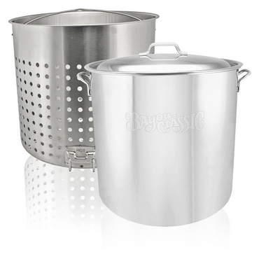 Bayou Classic 102 Qt. Stockpot with Lid and Basket