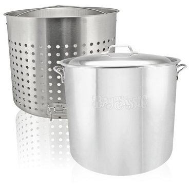 Bayou Classic 162 Qt. Stockpot with Lid and Basket