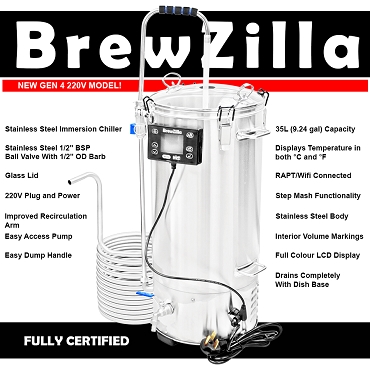 BrewZilla Generation 4 All Grain Brewing System - 35L (220V)