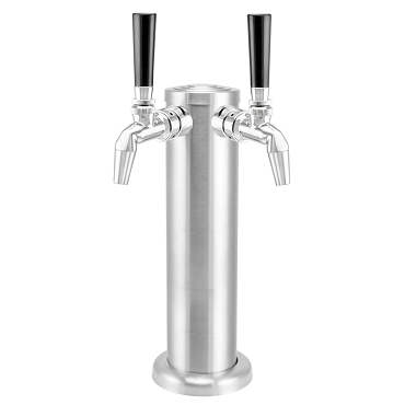 Brushed Stainless Steel Dual Tap Beer Tower - Nukataps (All SS)